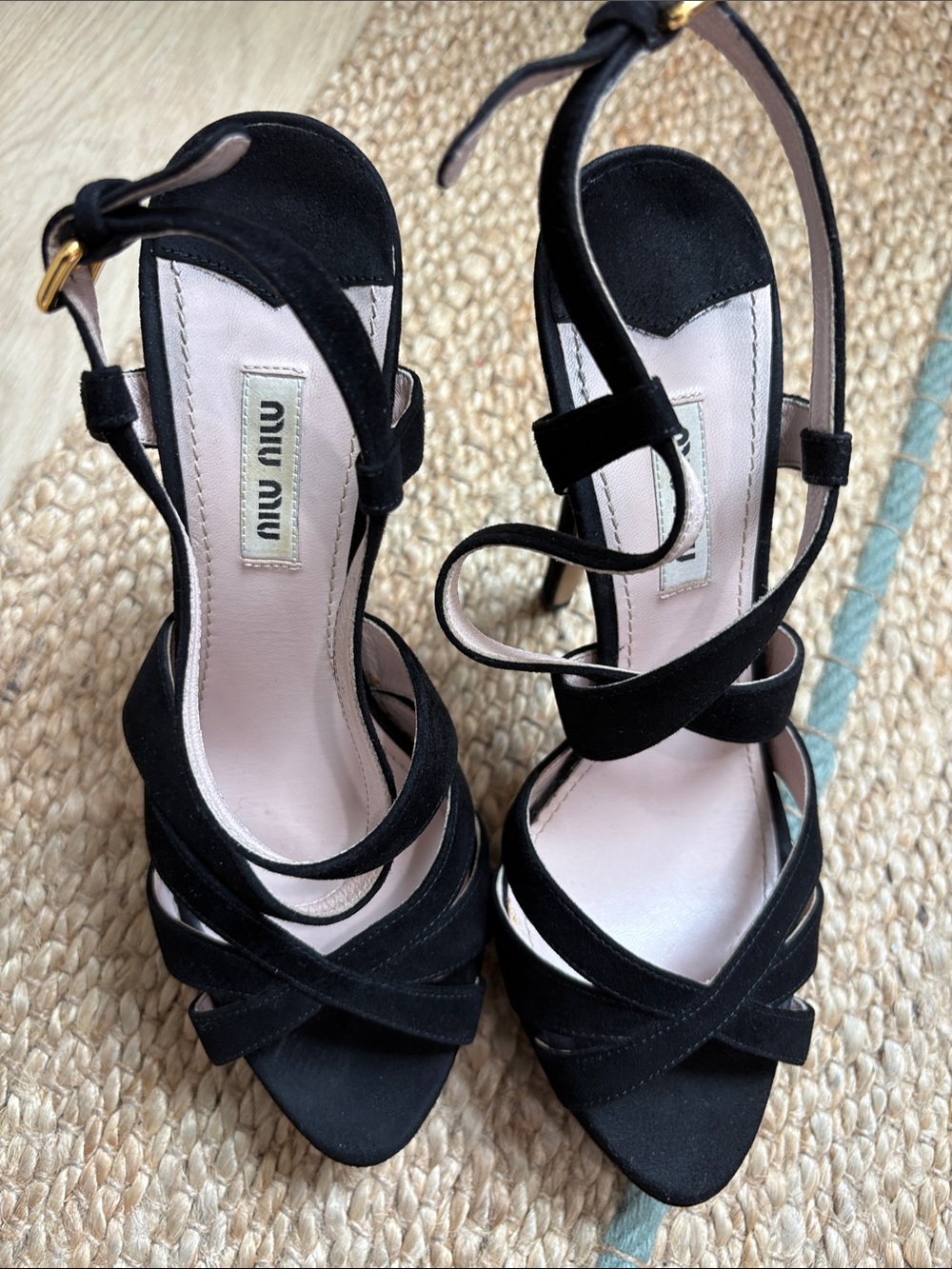 Miu Miu Black Suede Platform Stiletto Sandals - Picture 2 of 4